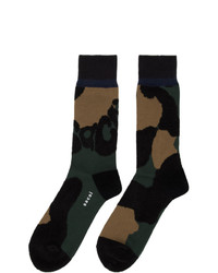 Sacai Green And Black Leopard Socks
