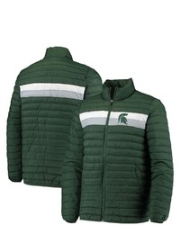 G-III SPORTS BY CARL BANKS Green Michigan State Spartans Yard Line Quilted Full Zip Jacket