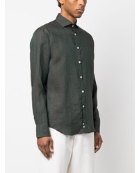Canali Spread Collar Linen Shirt