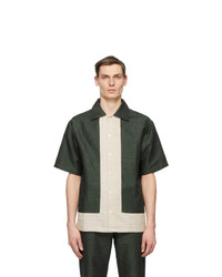 Dark Green Linen Short Sleeve Shirt