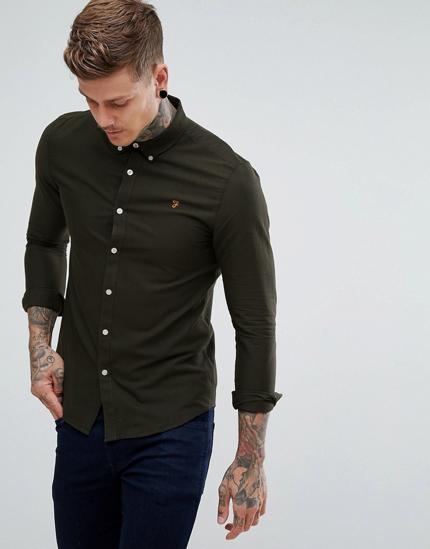 relieve Hick intellectual Farah Brewer Slim Fit Oxford Shirt In Green, $46 | Asos | Lookastic