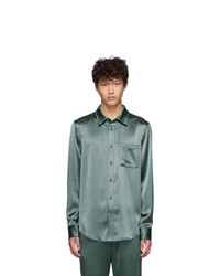 Sies Marjan Green Crinkled Satin Sander Shirt