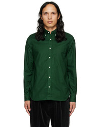 Dark Green Long Sleeve Shirt with White and Black Pants Outfits