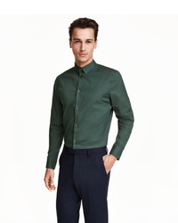 H&M Premium Cotton Shirt Dark Green