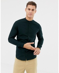 Jack & Jones Premium Shirt In Slim Fit With Grandad Collar