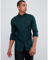 Farah S Slim Fit Textured Shirt In Green