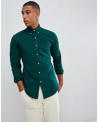 Polo Ralph Lauren Slim Fit Poplin Shirt Player Logo In Dark Green, $76 |  Asos | Lookastic