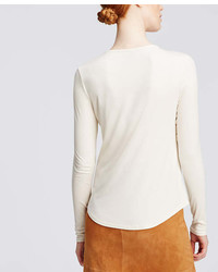 Ann Taylor Ribbed Scoop Neck Long Sleeve Tee