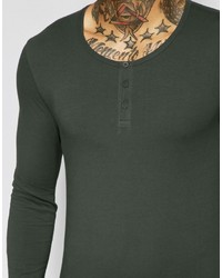 Asos Brand Extreme Muscle Long Sleeve T Shirt With Grandad Neck
