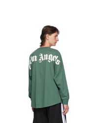 Palm Angels Green Classic Logo Long Sleeve T Shirt