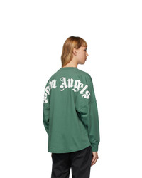 Palm Angels Green Classic Logo Long Sleeve T Shirt