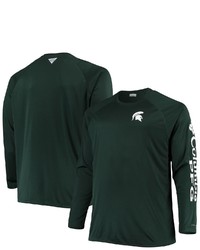 Columbia Green Michigan State Spartans Big Tall Terminal Tackle Omni Shade Long Sleeve Raglan T Shirt