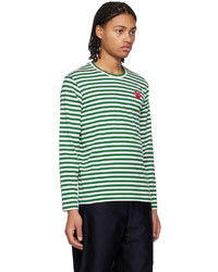 Comme Des Garcons Play Green White Heart Long Sleeve T Shirt