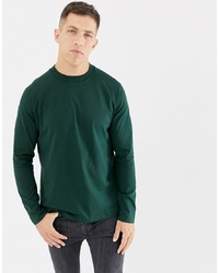 ASOS DESIGN Relaxed Long Sleeve Raglan T Shirt With High Neck In Green
