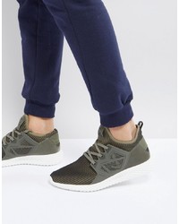 Certified London Knitted Trainers In Khaki