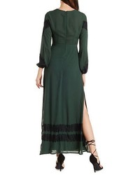 Charlotte Russe Bell Sleeve Lace Chiffon Maxi Dress