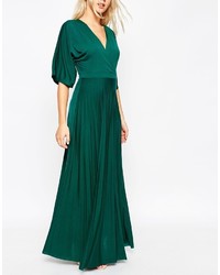 Asos Collection Maxi Dress With Pleated Hem And Kimono Sleeve