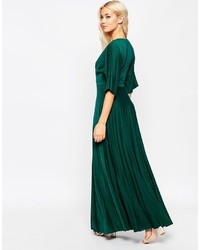 Asos Collection Maxi Dress With Pleated Hem And Kimono Sleeve