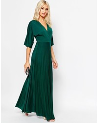 Asos Collection Maxi Dress With Pleated Hem And Kimono Sleeve