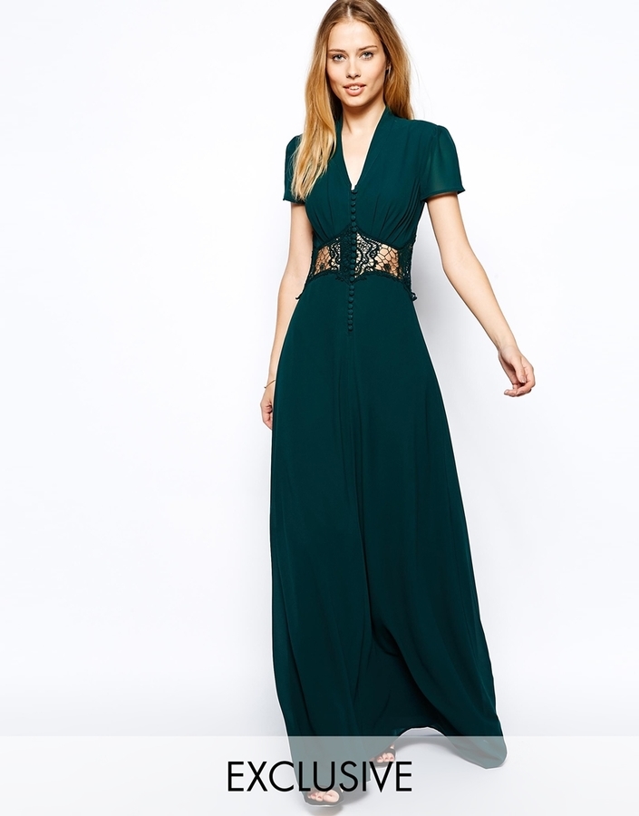 lace green maxi dress