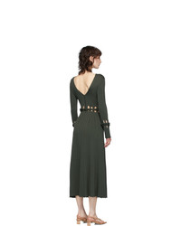 Dion Lee Green Ribbed Braided Long Dress