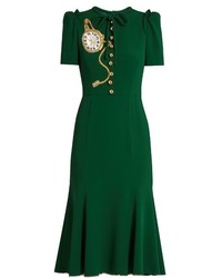 Dolce & Gabbana Pocket Watch Appliqu Crepe Midi Dress
