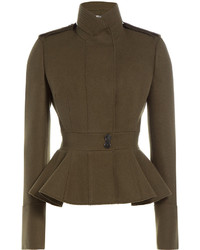 Alexander McQueen Military Inspired Wool Peplum Jacket