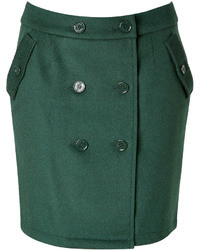 Steffen Schraut Wool Cashmere Button Line Skirt In Green Forest