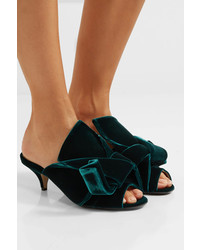 No.21 No 21 Knotted Velvet Mules Green