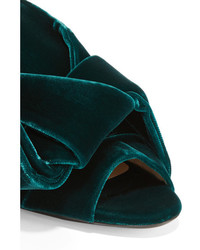 No.21 No 21 Knotted Velvet Mules Green