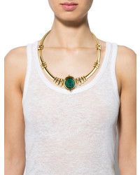 18k Gold And Carved Emerald Choker