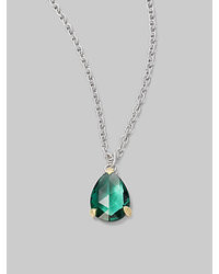 Judith Ripka Green Quartz Sterling Silver Pear Pendant Necklace