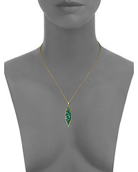 Marquis Plev Verde Tsavorite Diamond 18k Yellow Gold Pendant Necklace