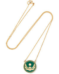 Foundrae Protection 18 Karat Gold Diamond And Enamel Necklace