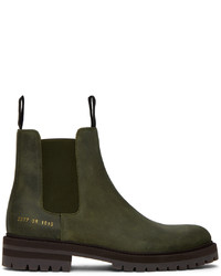 Dark Green Nubuck Chelsea Boots