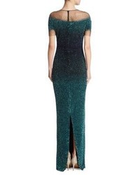Pamella Roland Embellished Ombre Gown