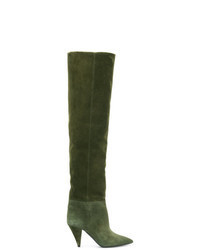 Dark Green Over The Knee Boots