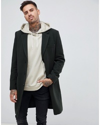 ASOS DESIGN Wool Mix Overcoat In Dark Green