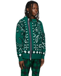 Sacai Green Bandana Zip Sweater