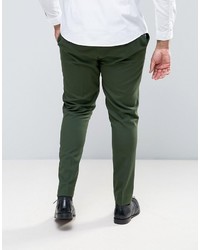 Asos Plus Super Skinny Smart Pants In Dark Green