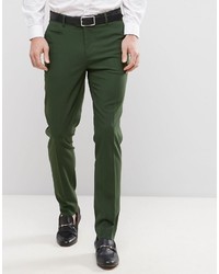 Asos Skinny Smart Pants In Dark Green