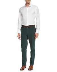 Incotex Standard Fit Brushed Stretch Cotton Pants Emerald