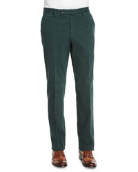 Incotex Standard Fit Brushed Stretch Cotton Pants Emerald