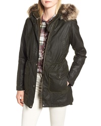Barbour Waxed Cotton Coat With Faux Hood