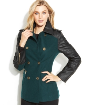 Michael Kors Faux Fur Hoodie Mixed Media quilted Black Women Jacket Size L   eBay