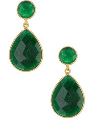 Savvy Cie Gold Vermeil Green Onyx Earring Pendant Set