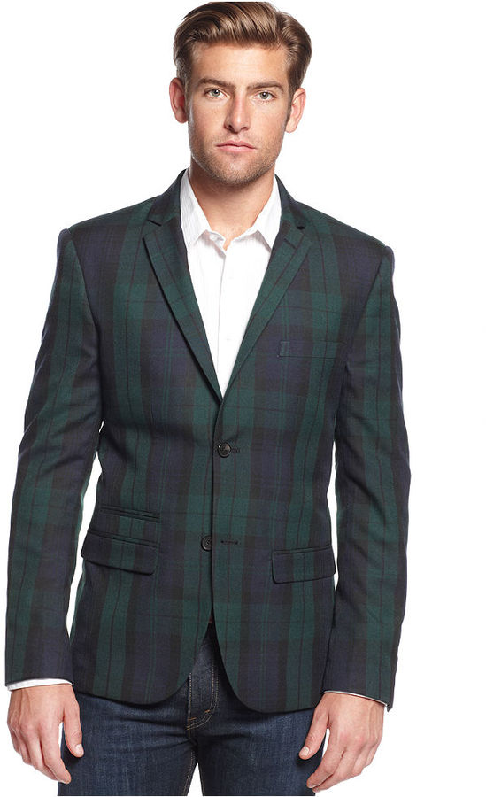 dark green plaid blazer