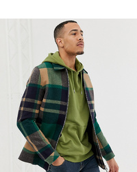 ASOS DESIGN Tall Zip Through Jacket In Green Check