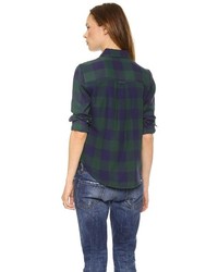 Band Of Outsiders Large Square Plaid Easy Shirt