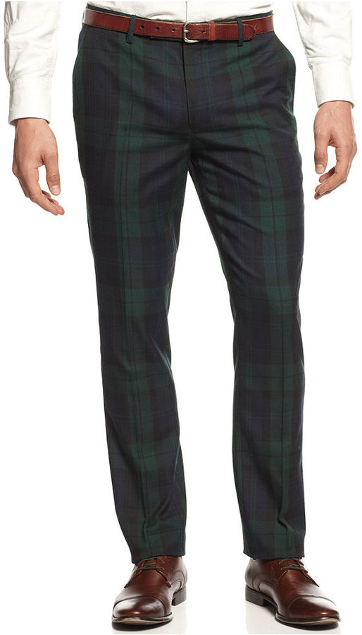 green tartan plaid pants